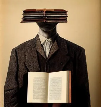 A man with a book instead of a head. A concept on the topic of education Stock Illustration