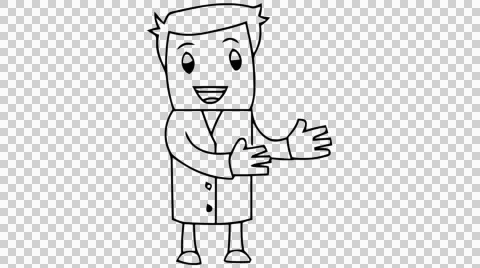 Man both hands on side cartoon illustration hand drawn animation transparent Stock Footage 45221688