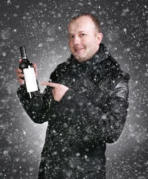 Man with bottle of wine Stock Photos