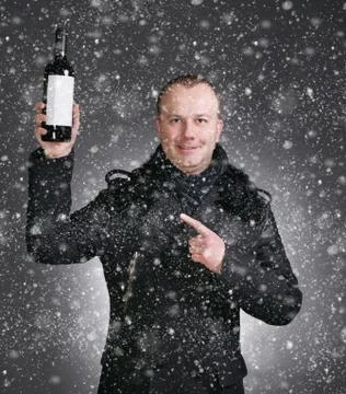 Man with bottle of wine 写真素材