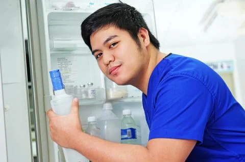 Man with bottled water Stock Photos