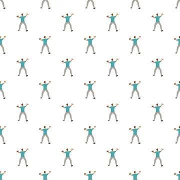 Man bouldering seamless pattern with blue t shirt Stockillustratie