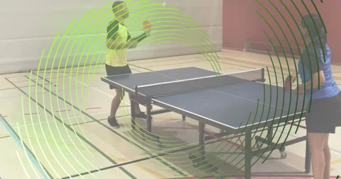Man bouncing table tennis ball and initiating 3D spin trail for serve skill for Stock Footage 318010656