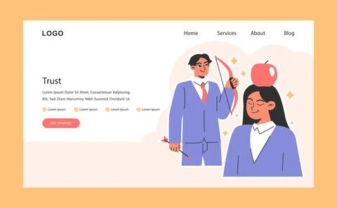 Man with a bow showcases trust, aiming near a woman with an apple Stock Illustration