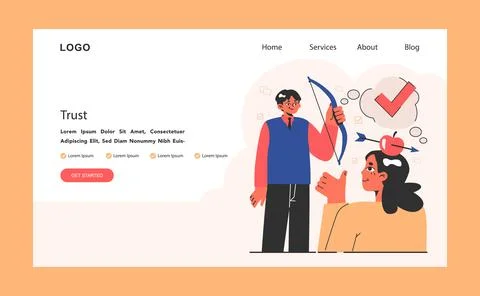Man with a bow showcases trust, aiming near a woman with an apple Stock Illustration
