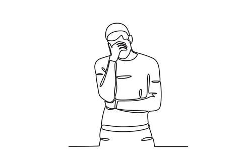 A man bowed down sadly Stock Illustration