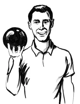 Man with bowling ball Stock Illustration