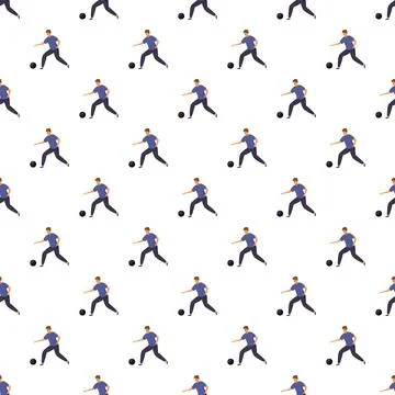 Man bowling ball seamless pattern repeating background Stock Illustration