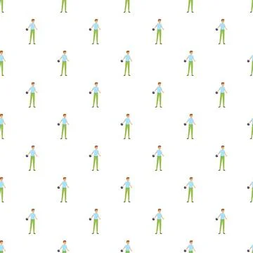 Man bowling seamless pattern playing game recreation Stock Illustration