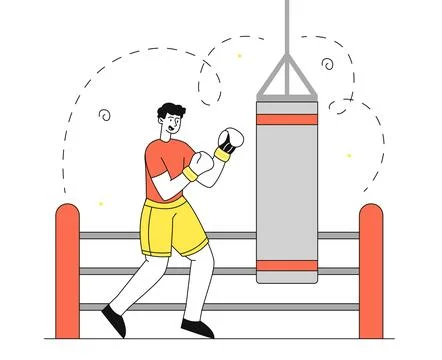 Man boxer at ring vector simple Stock Illustration