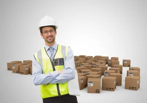 Man with boxes Foto stock