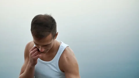 Man Boxing at the camera Stock Footage 98992446