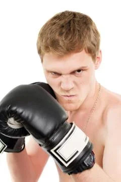 Man in boxing gloves Stock Photos