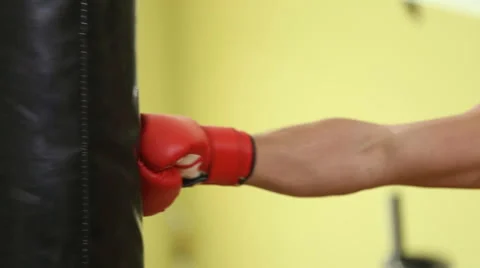 Man boxing on pear Video stock 61360217