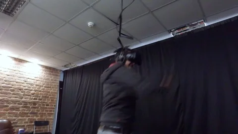 Man boxing in Virtual Reality goggles	 Stock Footage 73234985