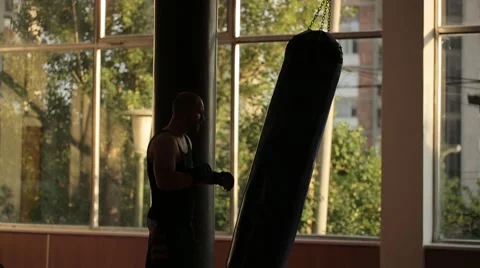 Man boxing workout in a gym Stock Footage 51825824