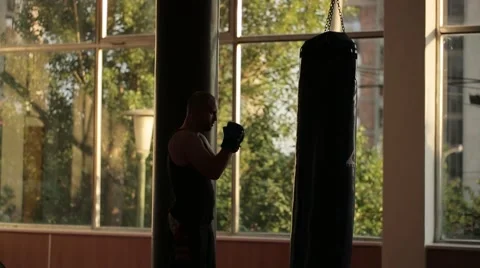 Man boxing workout in a gym Stock Footage 51825988