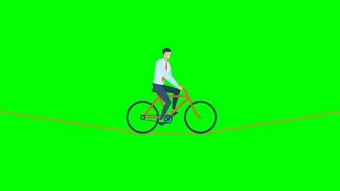 Man, boy, performer, challenge. Young man acrobat circus artist riding on bike Stock Footage 267264107