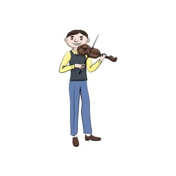 Man (boy) playing the violin. Vector color illustration. Illustrazione stock