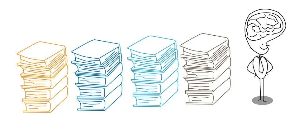 Man brain book Stock Illustration
