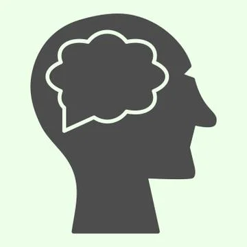 Man brain solid icon. Human head thinking a new idea glyph style pictogram on Stockillustratie
