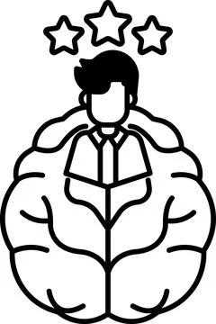 Man with a brain that is split into two parts Stock Illustration