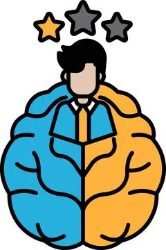 A man with a brain that is split into two parts Stock Illustration