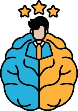 A man with a brain that is split into two parts Stock Illustration
