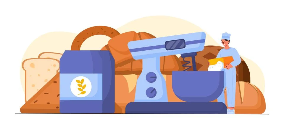 Man with bread products vector Stock-Illustration