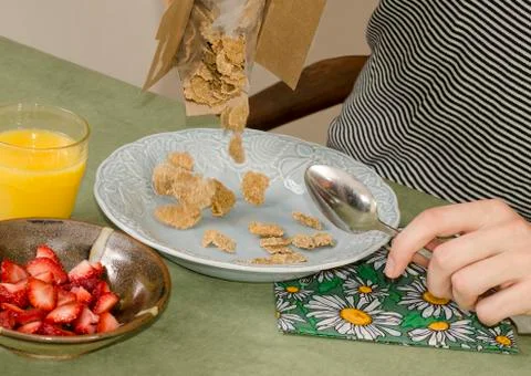 Man with breakfast cereal Stock Photos