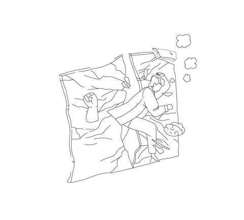 Man breaking stone wall with head outline vector drawing Stock Illustration