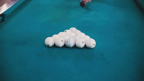 Man breaks balls in billiards Stock Footage 81544249