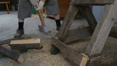 Man breaks a board in half and takes Video stock 80187794