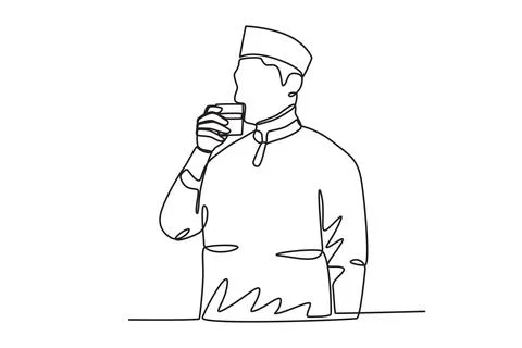 A man breaks his fast Stock Illustration