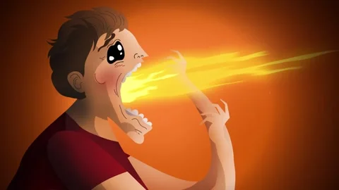 Man breathing fire after eating spicy food Stock-Footage 325453709