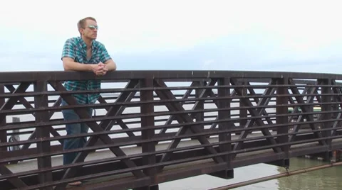Man on Bridge Stock Footage 7901270