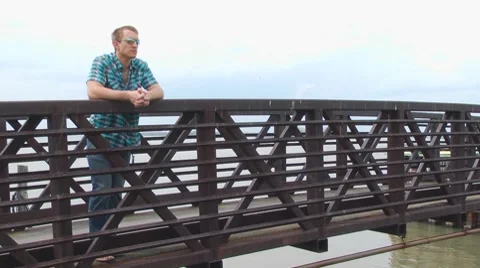 Man on Bridge Video stock 7901322