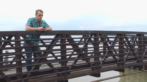 Man on Bridge Stock Footage 7901472