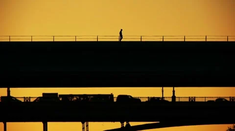 Man at a bridge Stock Footage 8681350