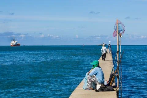 Man on bridge Stock-Fotos