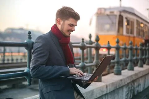 Man on the bridge Stock Photos