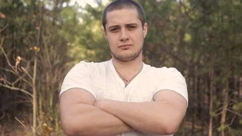 A man with a broad chest, close-up Stock Footage 73694841