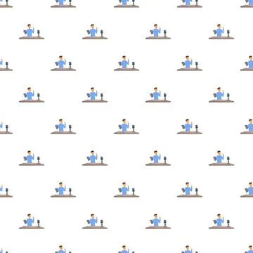 Man broadcasting podcast or streaming live seamless pattern 스톡 일러스트