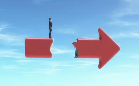 A man on a broken arrow. Illustrazione stock