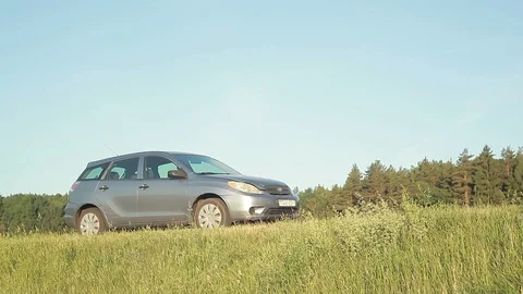 Man with broken down car on side of road Stock Footage 100317053