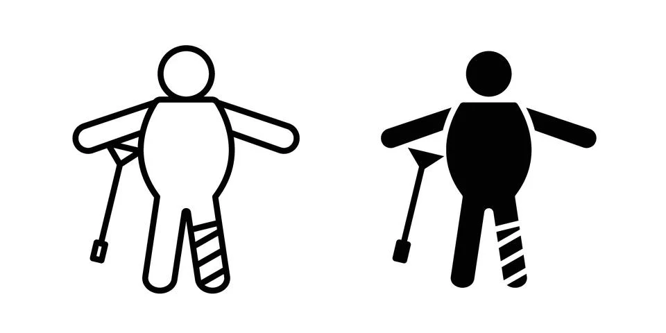 Man with broken leg icon design. Simple Vector illustrations.. Stock Illustration