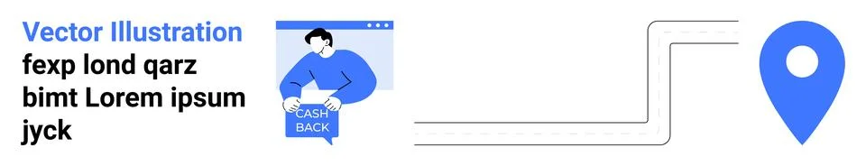 Man in Browser Window Typing Chat Message with Route Path and Map Marker Stock Illustration