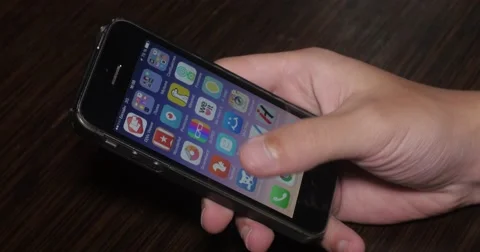 A man browses the menu smartphone. Stock Footage 52273715