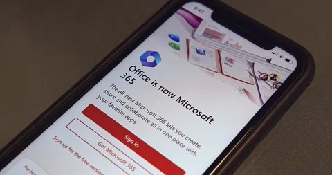 Man browses Microsoft 365 web page in office.com on an iPhone 스톡 동영상 238649721
