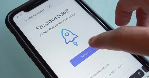 Man browses Shadowrocket app website on iPhone Stock Footage 238649170